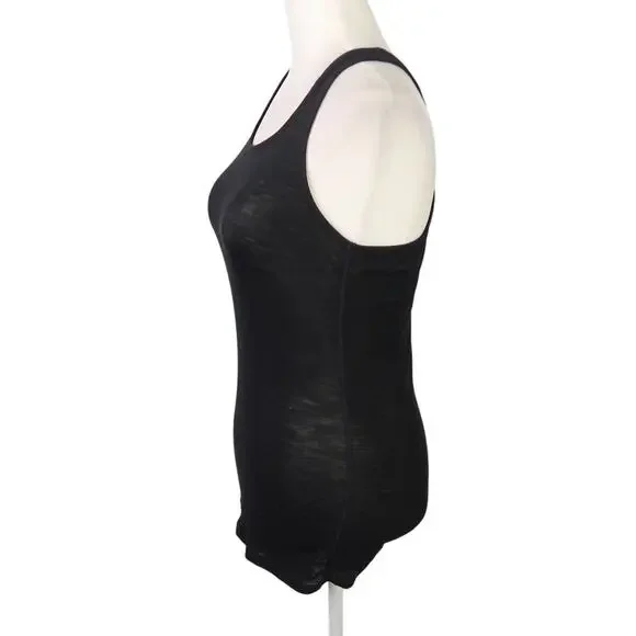 Ibex The Art of Wool Black Wool Racerbank Tank Top Womens Small - Picture 2 of 5